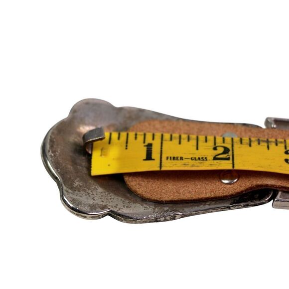 EMBELLISHED WHITE REAL LEATHER METAL 1 1/8"Wd DRESS CASUAL WOMEN'S BELT S (A73 - Picture 10 of 11